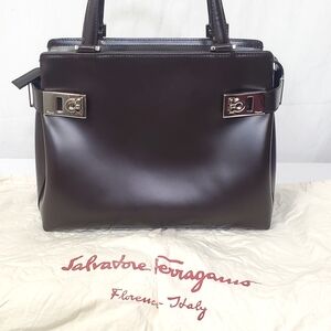 Salvatore Ferragamo Brown Leather Top-Handle Tote